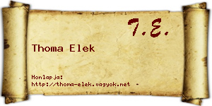 Thoma Elek névjegykártya